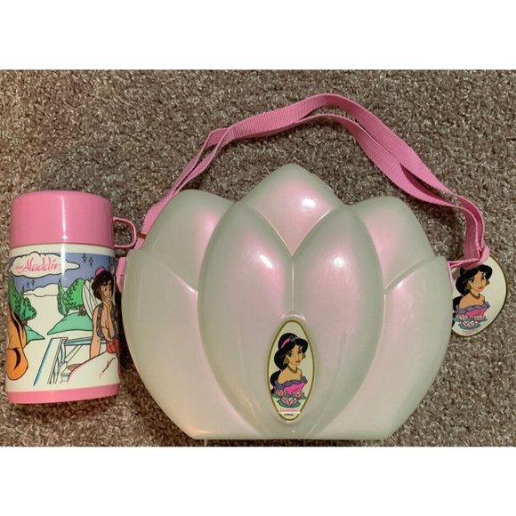 Disney Other - Vintage 1992 DISNEY Aladdin Jasmine Lotus Flower Lunch Box Kit W/ Thermos NWT